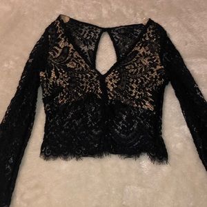 Black lace crop top